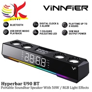 VINNFIER HYPERBAR U90 BT 50W PORTABLE SOUNDBAR BLUETOOTH SPEAKER WITH 50W / ALARM CLOCK / RGB LIGHT 