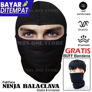 HITAM Balaclava Ninja Mask Full Face MBS221-3 Black Thick Material, Elastic And Not Hot Free Ninja Bandana Mask C O D Can Pay On The Spot