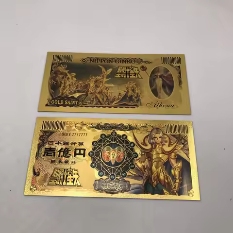24 designs Japan Anime Gold note Saint Seiya 10000 Yen Gold plastic card Collective Banknotes for cl