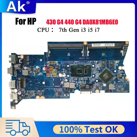DA0X81MB6E0 For HP ProBook 430 440 G4 Laptop Motherboard 913100-001 913101-601 With i3 i5 i7 CPU DDR