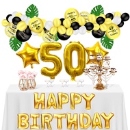 66 Pcs Black Gold Cheers 50th Birthday Balloon Set,for 1 2 16 18 21 30 40 50 60 70 80 90 Birthday Pa