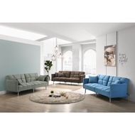 SHIRO 2in1 Sofa Bed 3 Seater With Arm Sofabed 3 Seat Foldable Sofa Super Single Bed Sofa Portable Fabric Grey Blue Color