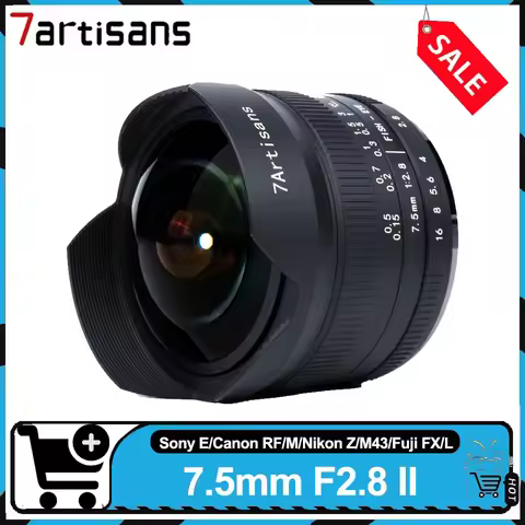 7artisans APS-C 7.5mm F2.8 II Wide Angle Fisheye Lens Manual Focus Prime Lens for Sony E Nikon Z Fuj
