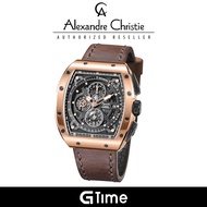 [Official Warranty]Alexandre Christie 6411MCLRGBA Leather Strap 45mm Men's Chronograph Watch Water R