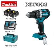 【รับประกันของแท้】Makita DDF484 สว่านไฟฟ้าแบบไม่มีแปรงพร้อมที่จับสว่านไฟฟ้าแบบชาร์จไฟได้ 18V 6.0Ah แบ