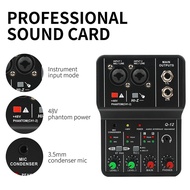 Q12 Universal Professional Audio Interface Sound Card For Computer Recording Electric Guitar Studio Singing Audio Equipment