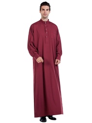 [Sporlike]Muslim lelaki Jubba Thobe pakaian islam Ramadan lelaki Abaya berpakaian Jubah panjang Arab Saudi memakai Musulman Caftan Jubah Dubai Arab berpakaian
