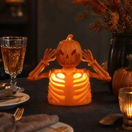 Haunted House Decoration Halloween Led Pumpkin Skull Night Light Spooky Glowing Ghost Decor for Haun