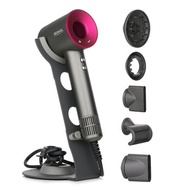 BENVOL 德國BENVOL高風速溫控負離子吹風機 -灰紅色系 (附件：全配組) +收納架 1 SET