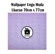 RW Wallpaper Foam Ungu Muda Bata 3D Bata Warna Ungu Muda Premium Wall Paper Sticker Tebal 3MM