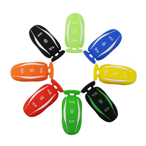 Silicone Car Key Case for Tesla Model X 3 Y 75D/90D/P100D 3-Button Remote Controller Key Fob Cover S