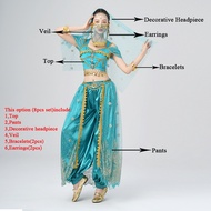 cod Womens Belly Dance Halloween Performance Costumes Pants Suit Aladdin Jasmine Princess Dress Up P