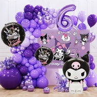 Fantasy Princess Kuromi Purple Balloon Party Set 81pc with Foil Balloon 2D Board for 1-8th Girls Bir