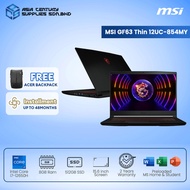 MSI GF63 Thin 12UC-854MY Laptop i7-12650H/8B/512GSSD/RTX3050-4GD6/15.6''FHD 144Hz/W11/2YR