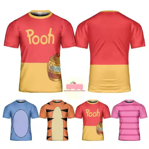 Winnie The Pooh Characters Costume Shirt Pooh Tigger Piglet Eeyore Cosplay Costume Pooh All Over Pri