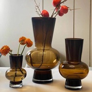 HJM-Light Luxury Nordic Thick Glass Vase High-End Home Living Room Model Room Flower Arrangement Hyd