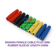 2mm Silicone Insulated Banana Socket Cable Plug Female 24mm long Rubber Sleeve WIre Soldering Connec