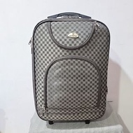 棋盤格17吋黑灰格色軟殼素色行李箱旅行箱工具箱