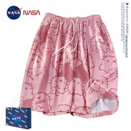 NASA联名凯蒂猫短裤男女夏季卡通冰丝睡裤hellokitty休闲沙滩裤子NASA Joint Hello Kitty Shorts for Men and Women SummerDFH