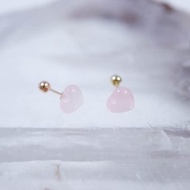 轉珠 粉晶鎖珠 粉水晶 14K 黃K金　玫瑰金 鎖珠耳環 純K金耳環