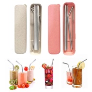 Stainless Steel Metal Drinking Straw Reusable Straws + Cleaner Brush