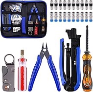 Tanstic 25Pcs Coaxial Compression Tool Coax Cable Crimper Kit, Adjustable RG6 RG59 RG11 75-5 75-7 Co