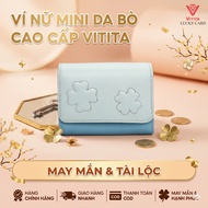 Lucky compact women's card wallet with Lucky 4-leaf clover