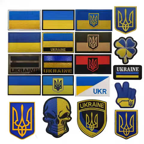 Ukraine Embroidered Patch Ukrainian National Flag Emblem Badge Hook&Loop Military Patches for Backpa