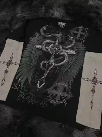 Street Y2K Oversized Long Sleeve MMA Elite T-Shirt Hip Hop Gothic Streetwear Unisex Couple Tee Summe