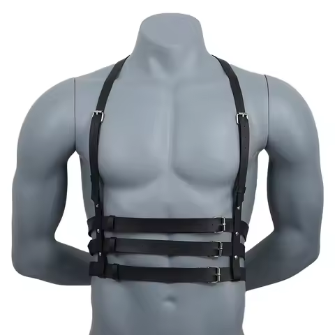Men Harness BDSM Gay Pu Leather Harness Belt Adjustable Studded Decor Clothing Fetish Clothing Eroti