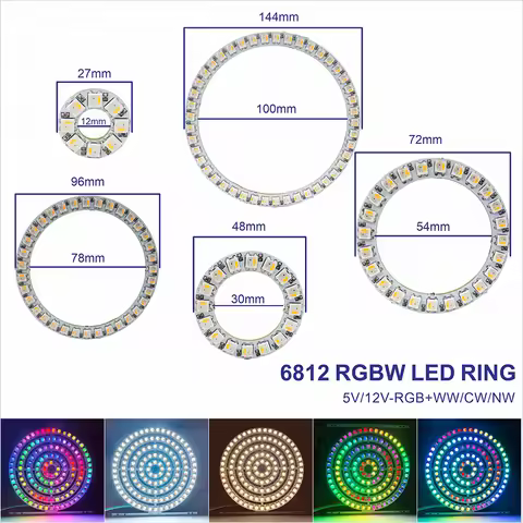 6812 RGBW WW CW LED Ring Individually Addressable RGBW Light Ring SMD 5050 RGBW Led Modules Light 8/