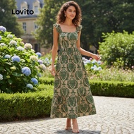Lovito Boho Tribal Print Ruffle Pattern Dress for Women L129ED445\2