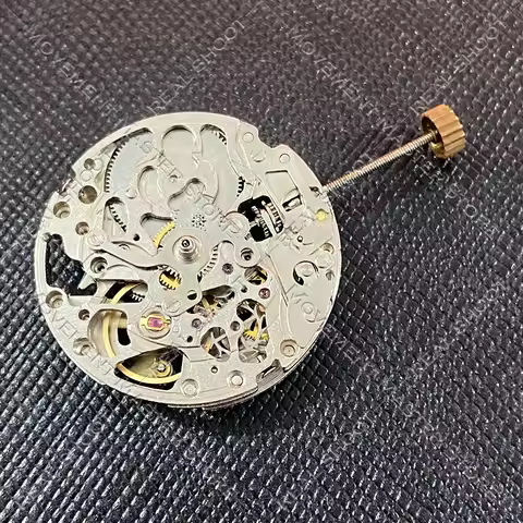 New Chinese 8N24 movement, three-pin hollowed-out automatic mechanical movement 8N24 white/gold mach