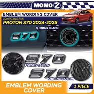 Car Proton S-70 S70 2024 - 2025 Logo Emblem Wording Cover Combo Front Rear Carbon Black Perkataan Lo