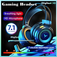 RGB Headphone Gaming Headset with Mic Surround Sound Stereo Wired & Wireless Headset Bluetooth Earph