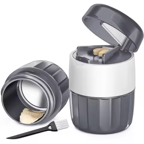 3-in-1 Pill Organizer and Crusher, Medication Container with Pill Cutter, Pill Crusher, and Dispense