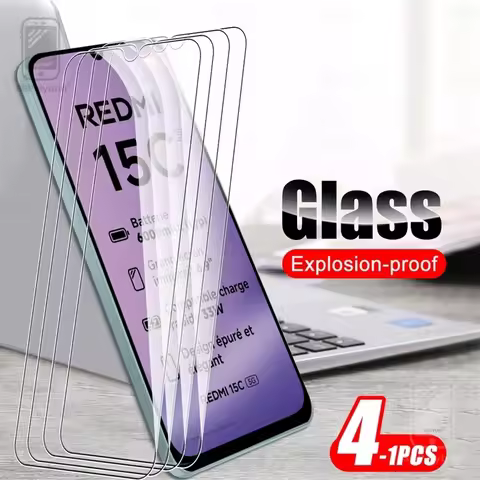 4-1Pcs 9H Clear Tempered Glass Anti-Scratch Screen Protector For Redmi15C Redmi 15C 15 C C15 5G 4G 2