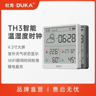 温湿度计 杜克 TH3 8C8Q Smart WiFi Digital Hygrometer Thermometer Indoor Clock Magnetic Back Home Weather S