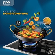 PPP - 22cm Honeycomb Wok Stainless Steel Wok with Handle Non Stick Coating | Kuali Keluli Tahan Kara