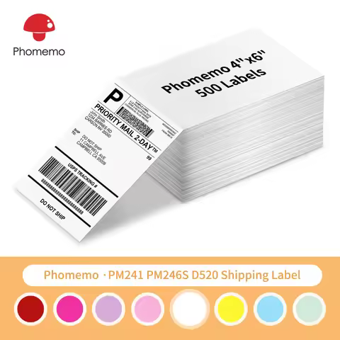 100/500 Sheets Phomemo Thermal Label Sticker 100x150mm Shipping Labels for Postage Barcode Compatibl