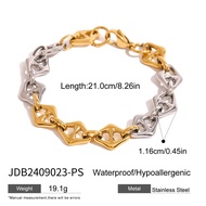 Uworld Bicolor Bracelet Fried Dough Twists Chain Cross Chain Bracelet 18K Gold Color Plated Stainles