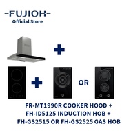 FUJIOH FR-MT1990R Chimney Cooker Hood (Recycling) + FH-ID5125 Domino Induction Hob with 2 Zones + FH-GS25 Domino Gas Hob