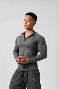 Genuine NEW Gymshark Mens Autumn Placket Elastic Tight Sports Running Training Long Sleeve Half Zipp