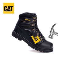 Caterpillar วินเทจกลางด้านบนผู้ชายหนังรองเท้า CAT ทุบหัวเหล็กความปลอดภัยรองเท้าเดินป่ากลางแจ้ง