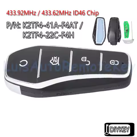 4 Buttons Smart Remote Car Key Fob 433.92MHz / 433.62MHz ID46 Chip Replacement for BYD Qin PLUS DM-i