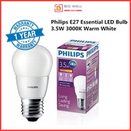 Philips E27 Essential LED Bulb 4W 3000K Warm White/3W 6500k Cool Day Light Energy-saving Lampu Big Wall Hardware