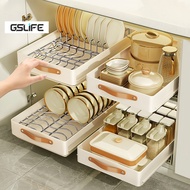 GSlife⭐Stainless Steel⭐Pull Out Basket Tray Organizer Pull Out Dish Rack Plate Seasoning Rack