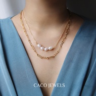 CACO Freshwater Pearl Layered Necklace 18K Gold Plated 316L Titanium "Inez" (1 Piece)