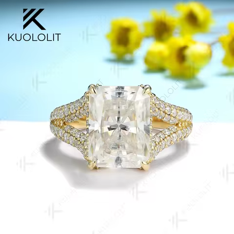 Kuololit 6CT Raddiant Cut Moissanite Ring for Women Solid 14K 10K PT950 Gold Silver Yellow Gold for 