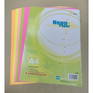 A4 Neon Construction Creative Project Paper, 40 sheets, 80gsm, for School, Office, any projects